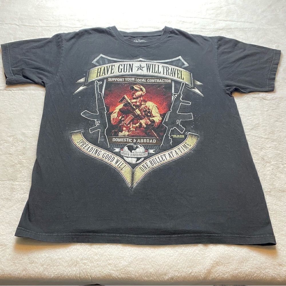 7.62 Design Black "Have Gun Will Travel" T-Shirt Size Large